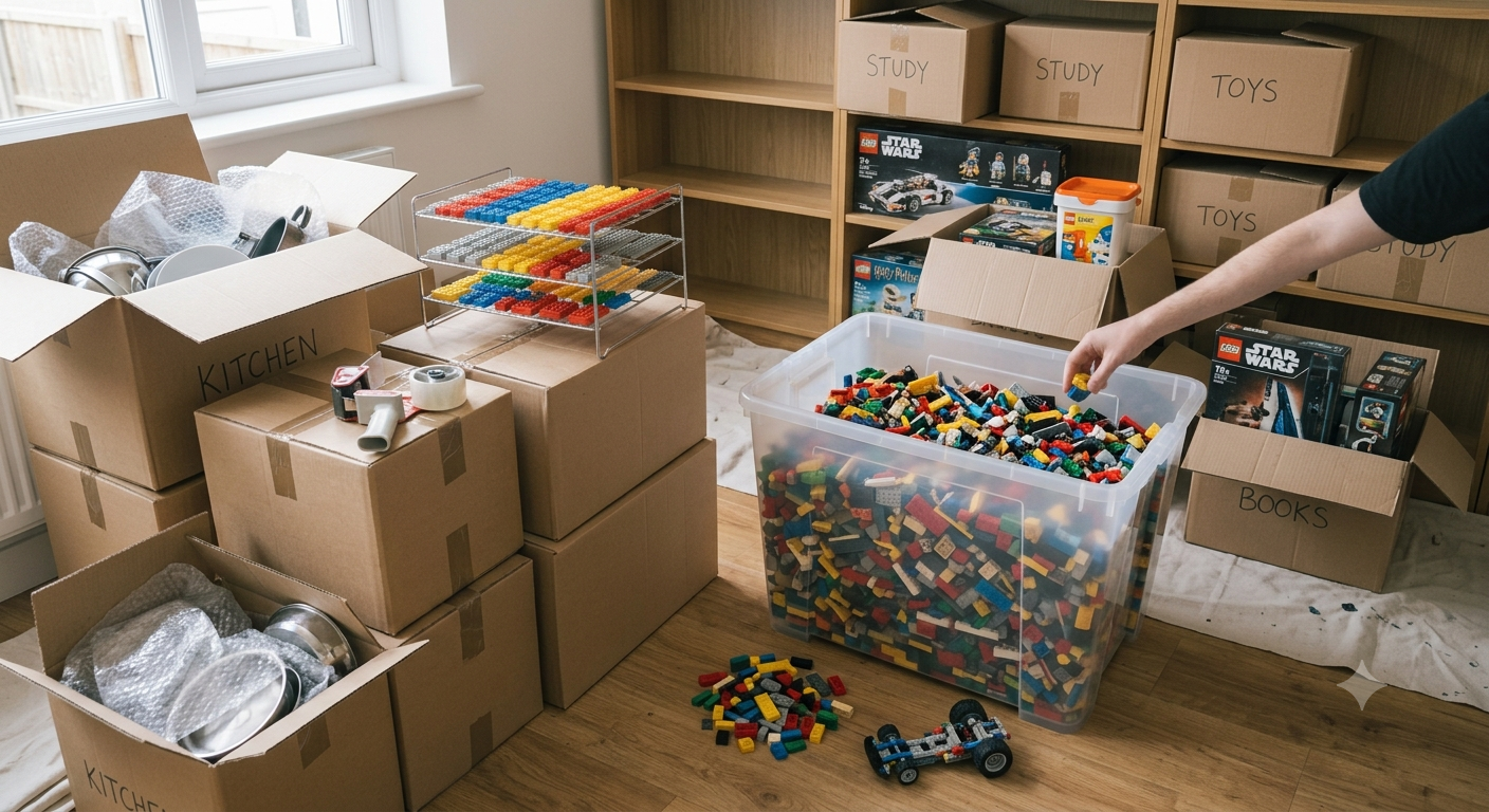 Packing up a LEGO Icons collection during a house move